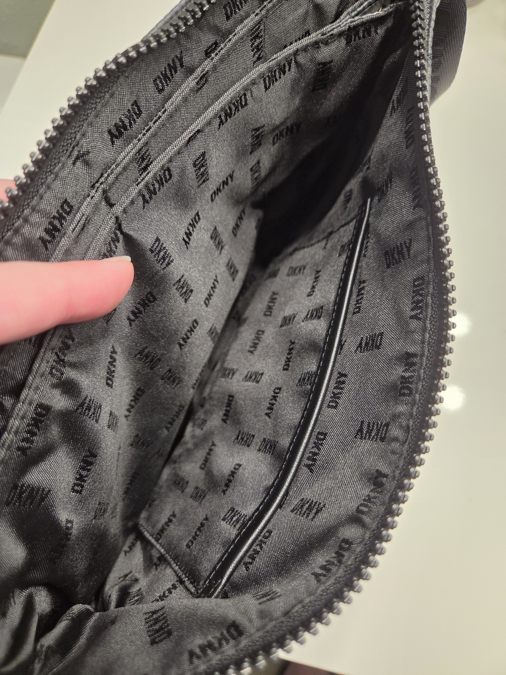 DKNY Quilted Nylon Crossbody Tote in Black - Picture 8 of 9